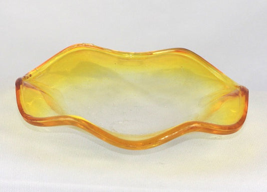 Small Amber wavy oil holder dish